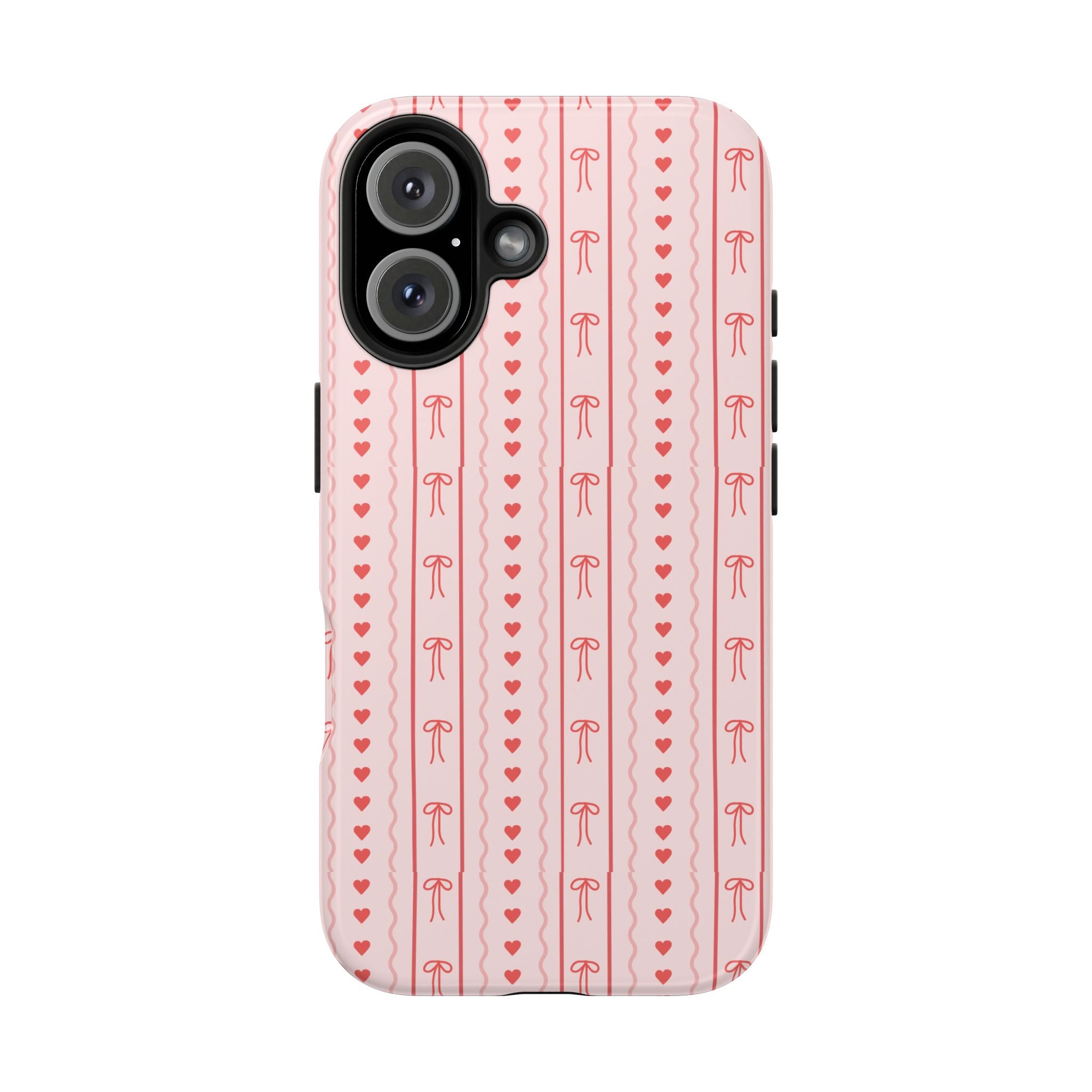 Pink Heart & Bow Tough Phone Case — Cute Protective iPhone Cover for Valentine’s Day