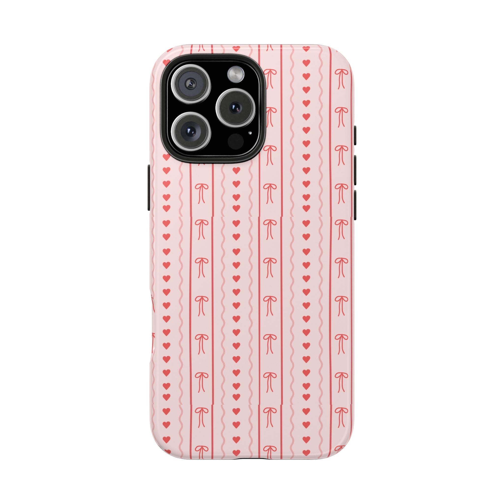 Pink Heart & Bow Tough Phone Case — Cute Protective iPhone Cover for Valentine’s Day