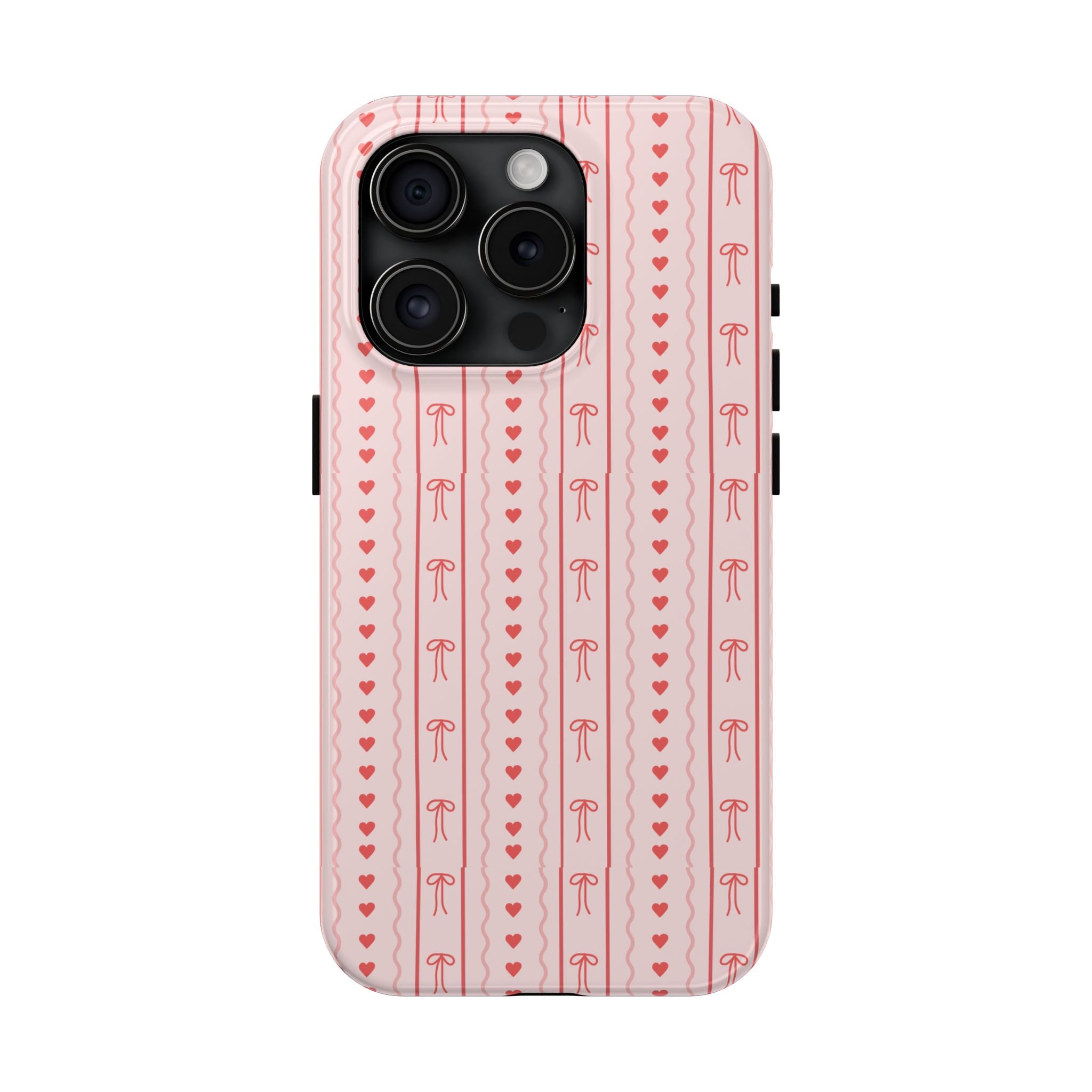 Pink Heart & Bow Tough Phone Case — Cute Protective iPhone Cover for Valentine’s Day