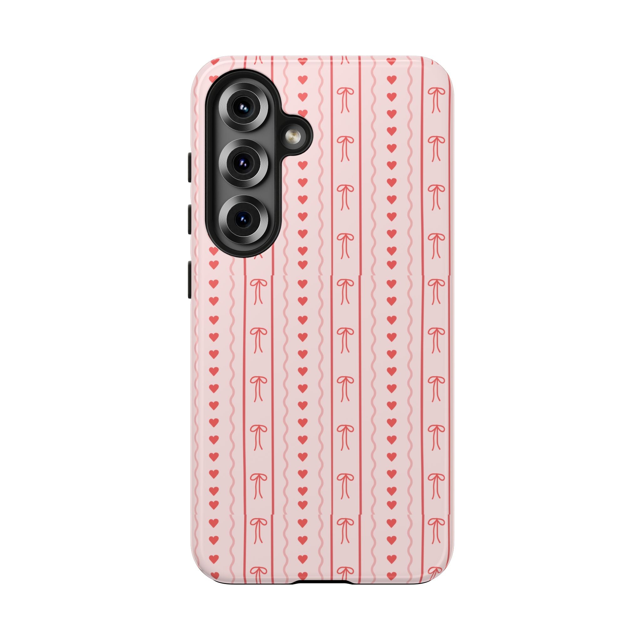 Pink Heart & Bow Tough Phone Case — Cute Protective iPhone Cover for Valentine’s Day