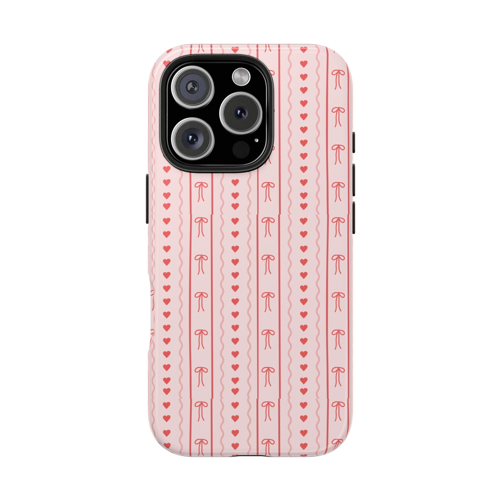 Pink Heart & Bow Tough Phone Case — Cute Protective iPhone Cover for Valentine’s Day