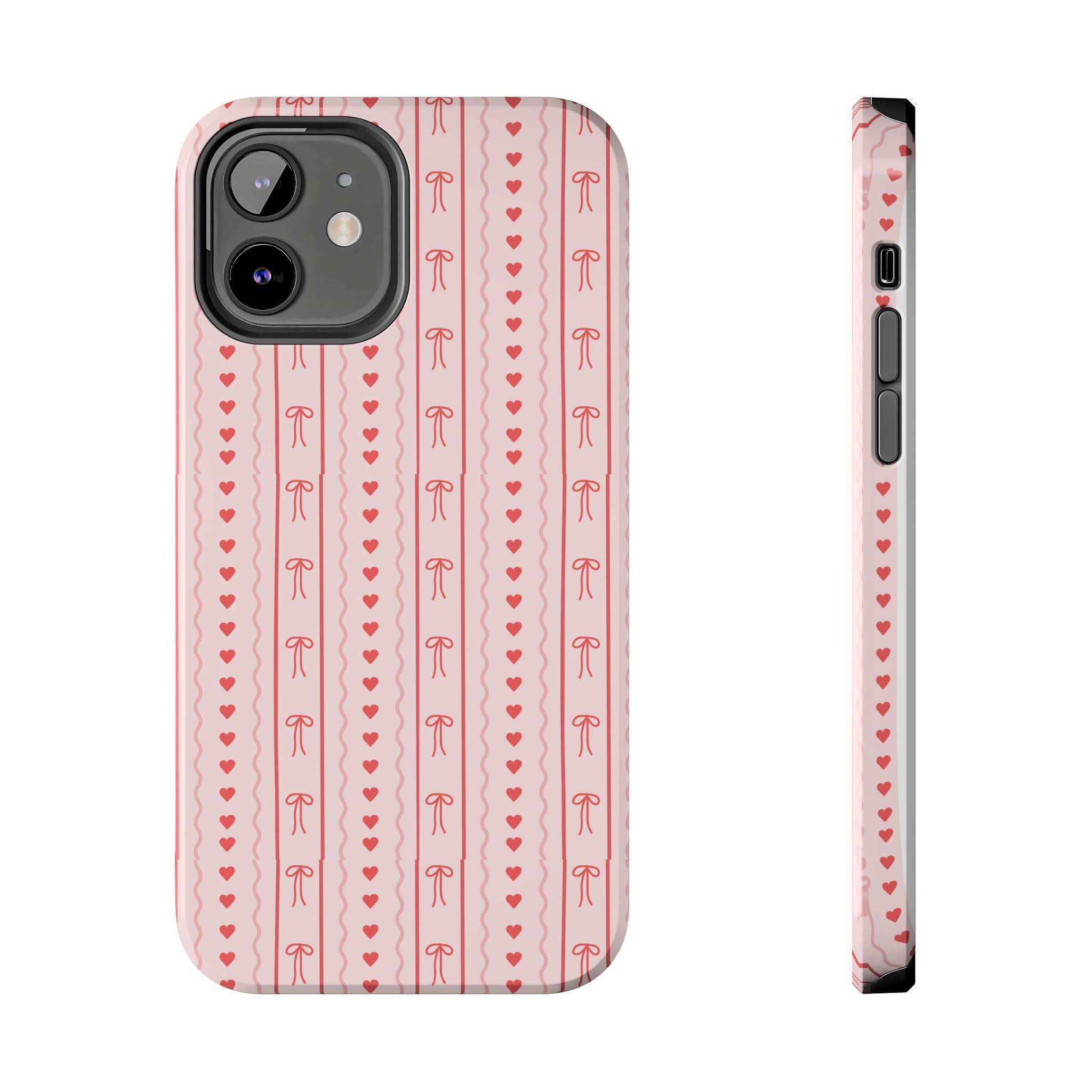 Pink Heart & Bow Tough Phone Case — Cute Protective iPhone Cover for Valentine’s Day