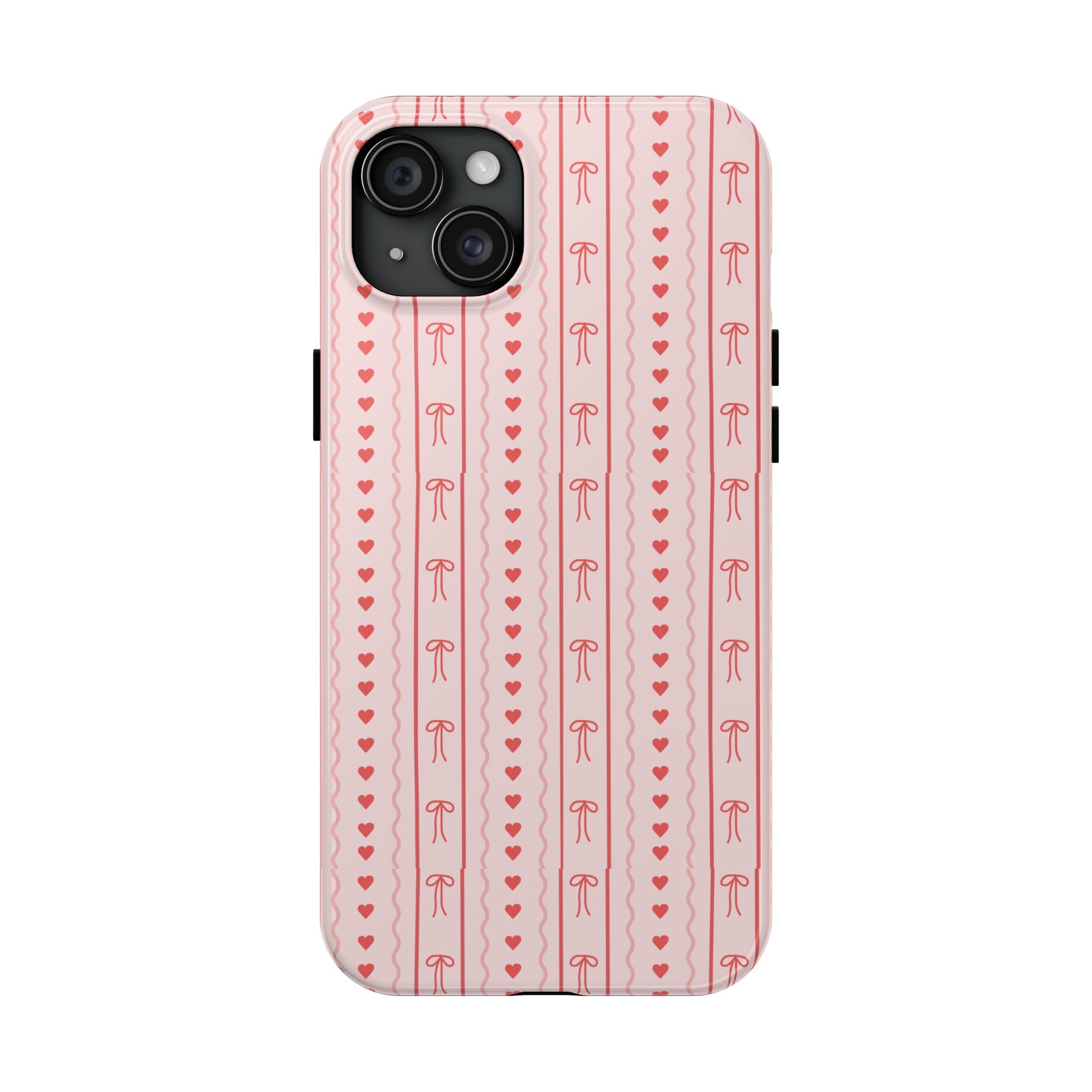 Pink Heart & Bow Tough Phone Case — Cute Protective iPhone Cover for Valentine’s Day
