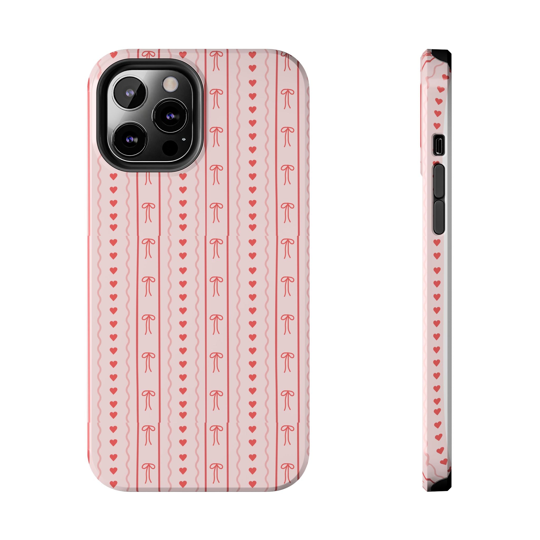 Pink Heart & Bow Tough Phone Case — Cute Protective iPhone Cover for Valentine’s Day