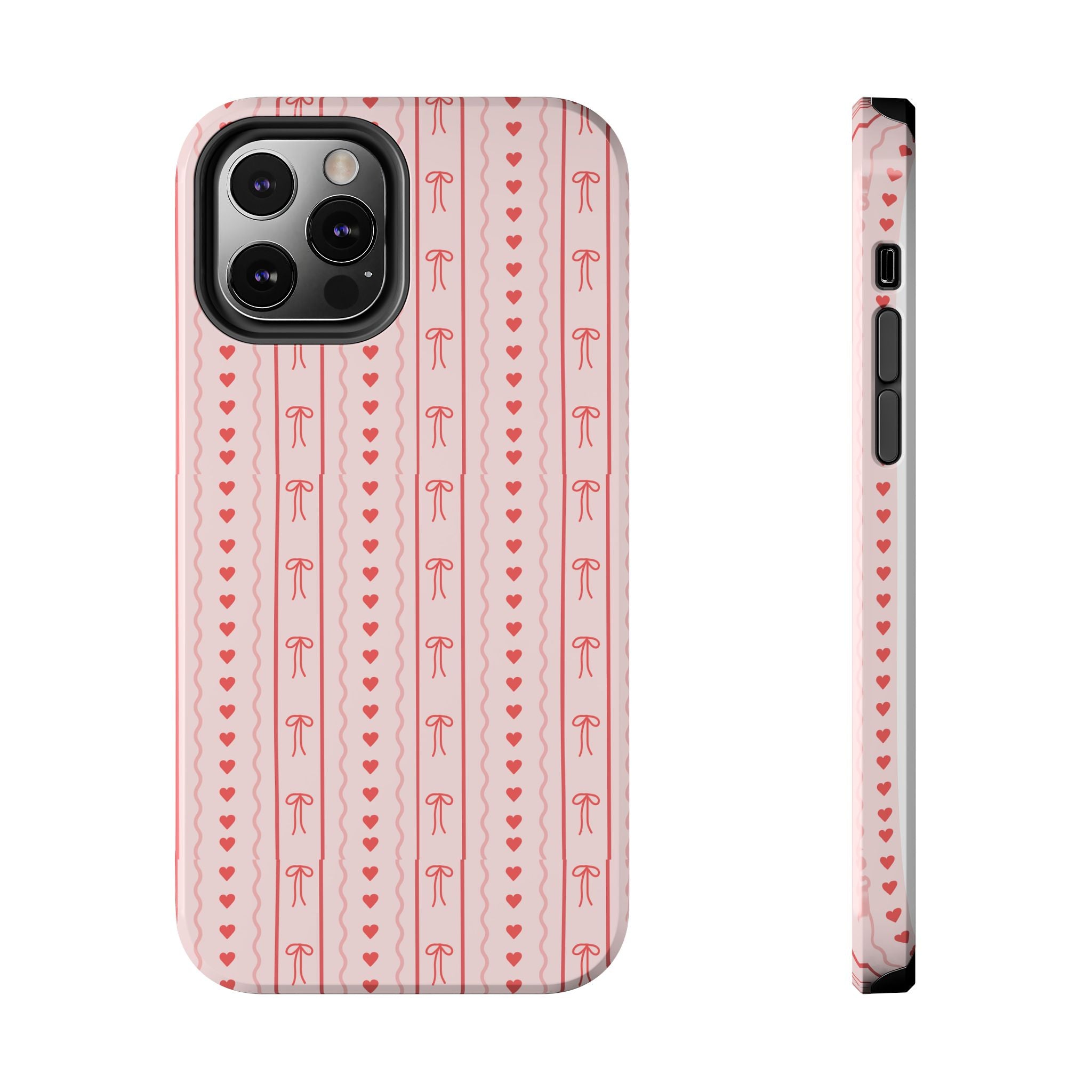 Pink Heart & Bow Tough Phone Case — Cute Protective iPhone Cover for Valentine’s Day