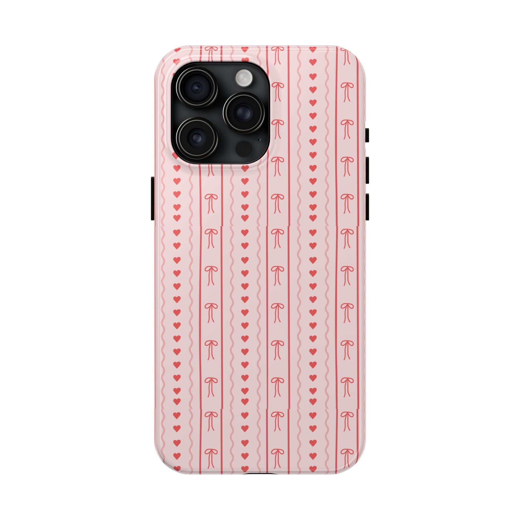 Pink Heart & Bow Tough Phone Case — Cute Protective iPhone Cover for Valentine’s Day