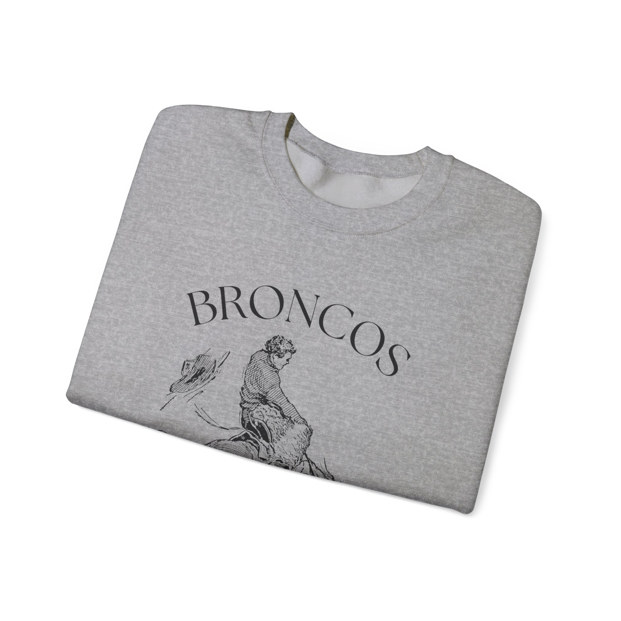 Broncos Rodeo Crewneck Sweatshirt — Vintage Bucking Bronco Graphic