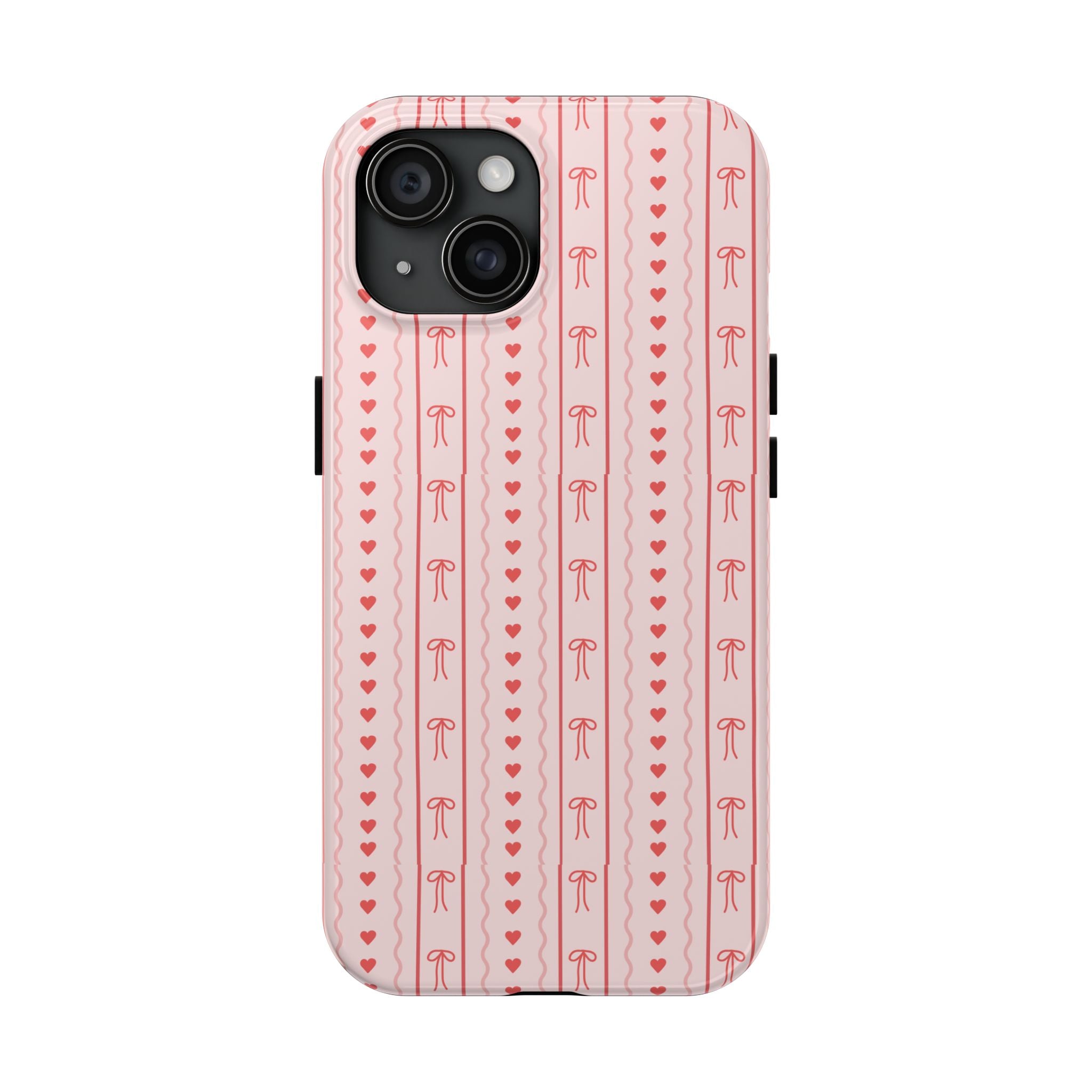 Pink Heart & Bow Tough Phone Case — Cute Protective iPhone Cover for Valentine’s Day