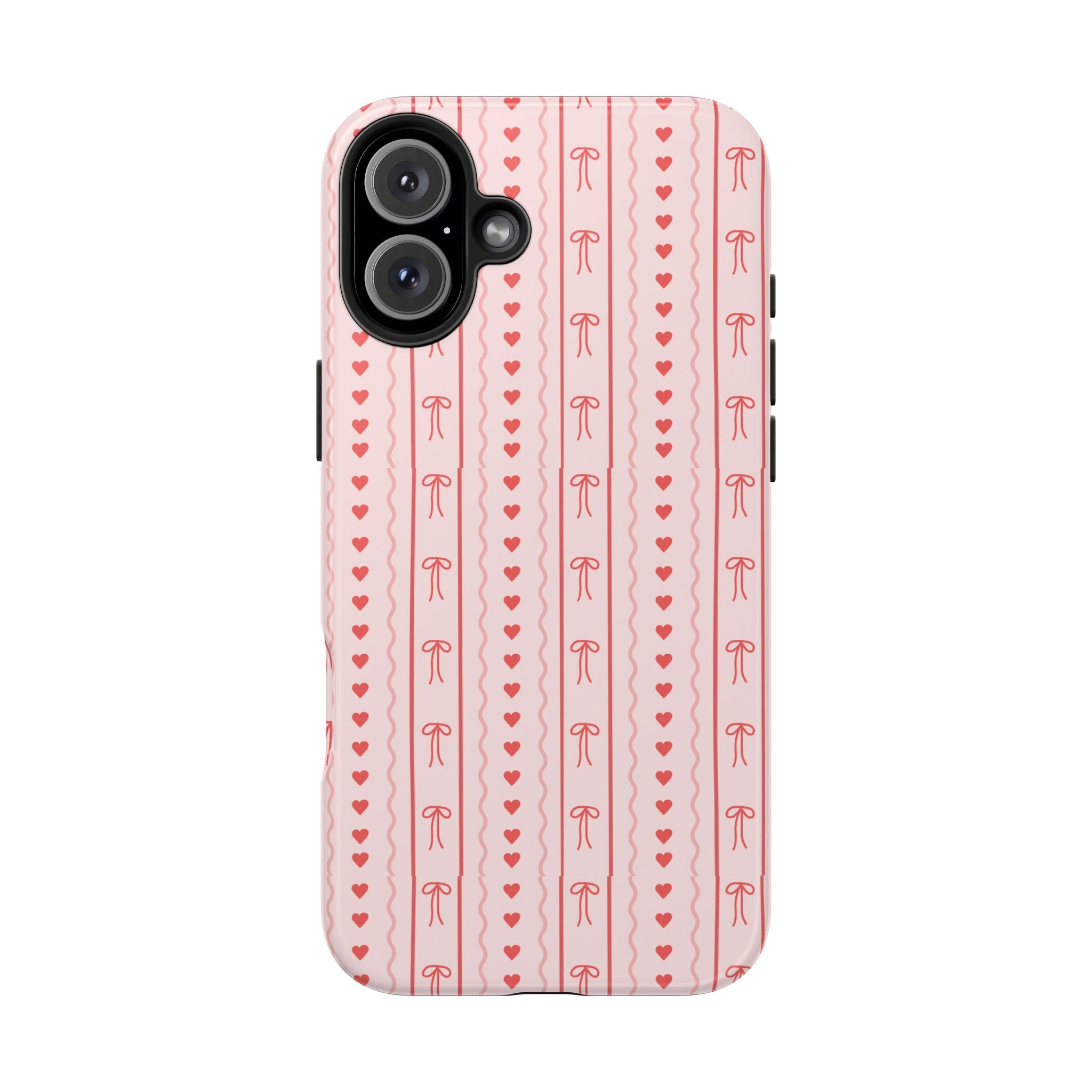 Pink Heart & Bow Tough Phone Case — Cute Protective iPhone Cover for Valentine’s Day