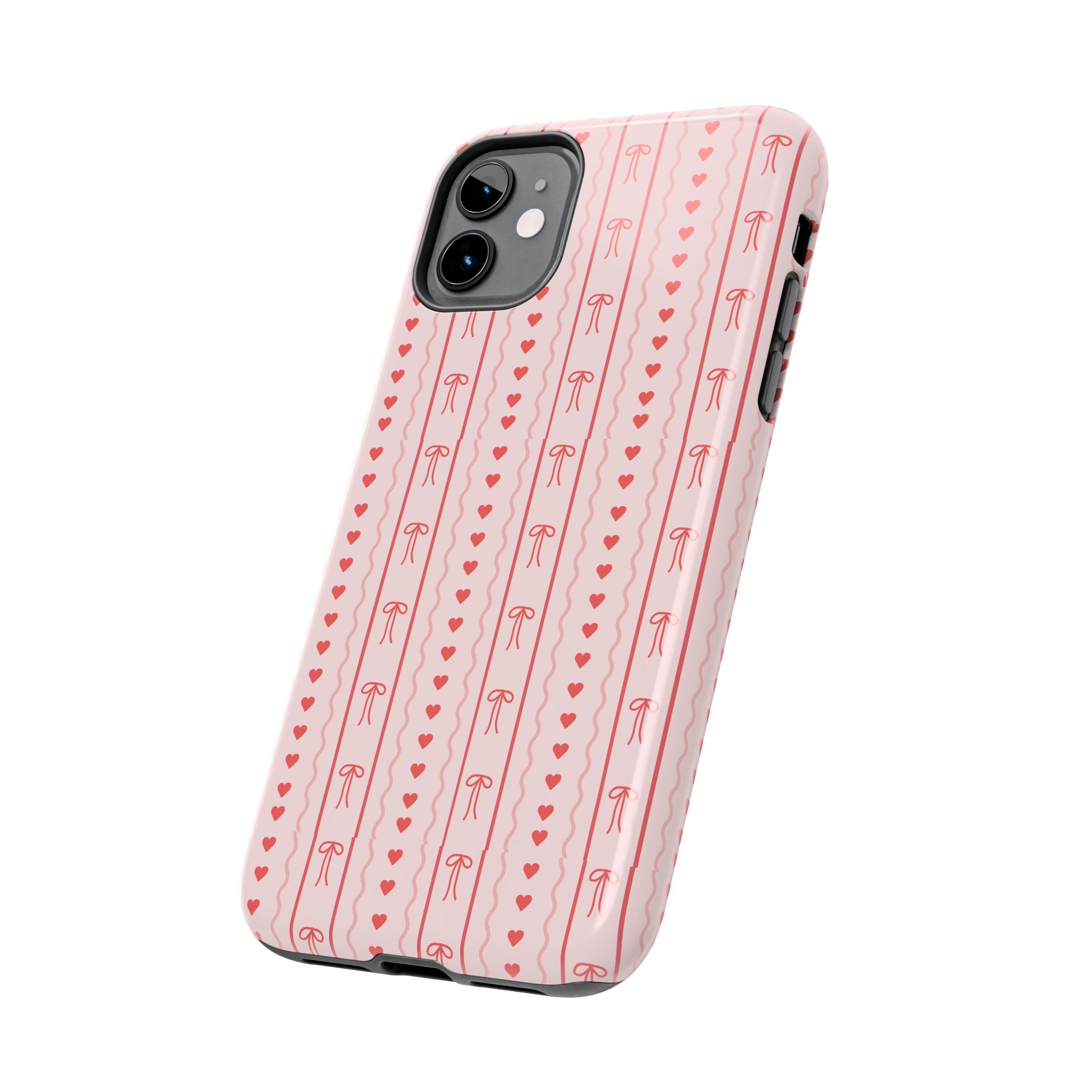 Pink Heart & Bow Tough Phone Case — Cute Protective iPhone Cover for Valentine’s Day
