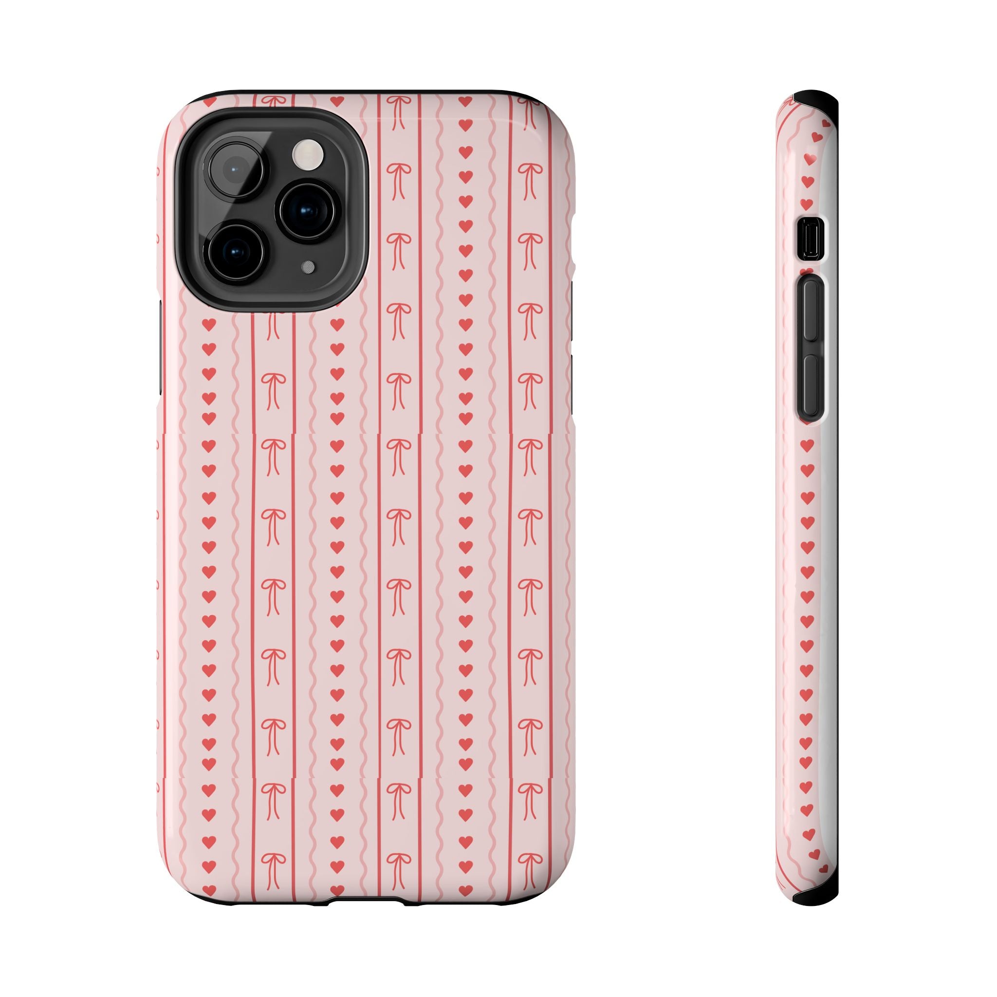 Pink Heart & Bow Tough Phone Case — Cute Protective iPhone Cover for Valentine’s Day