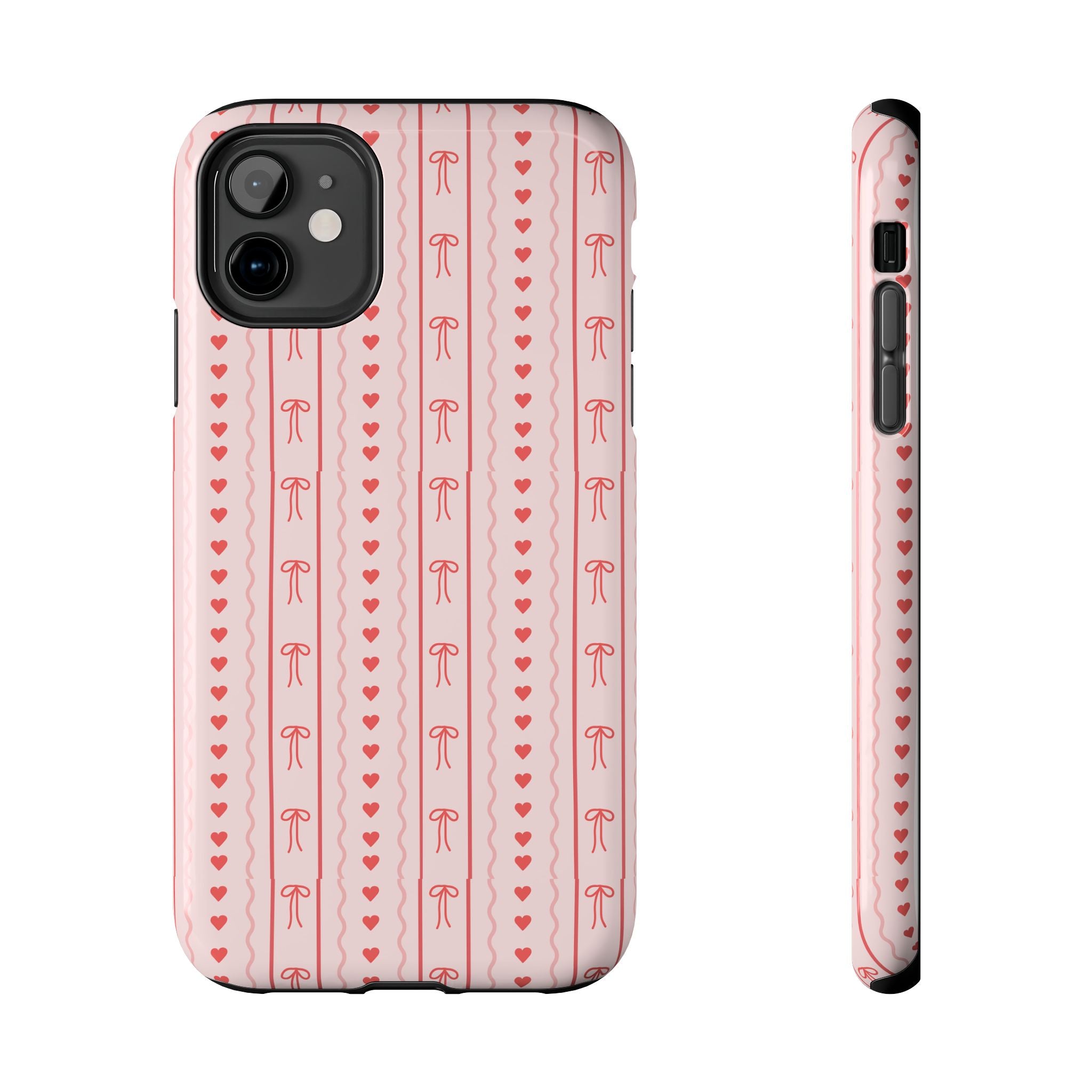 Pink Heart & Bow Tough Phone Case — Cute Protective iPhone Cover for Valentine’s Day
