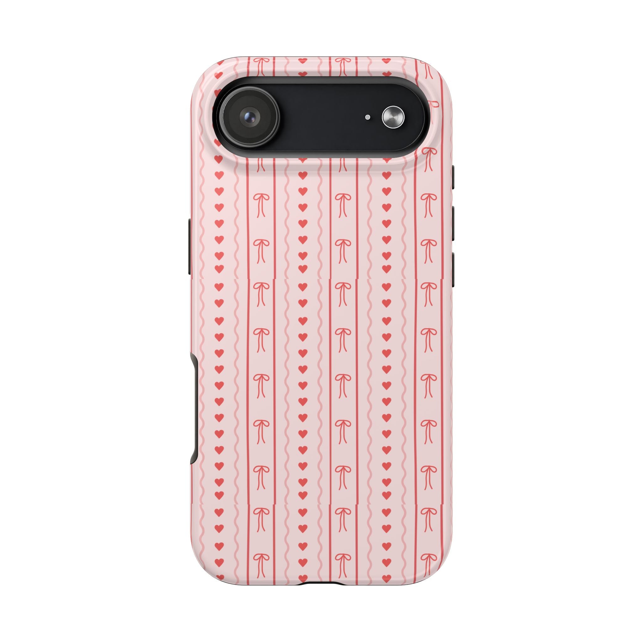 Pink Heart & Bow Tough Phone Case — Cute Protective iPhone Cover for Valentine’s Day