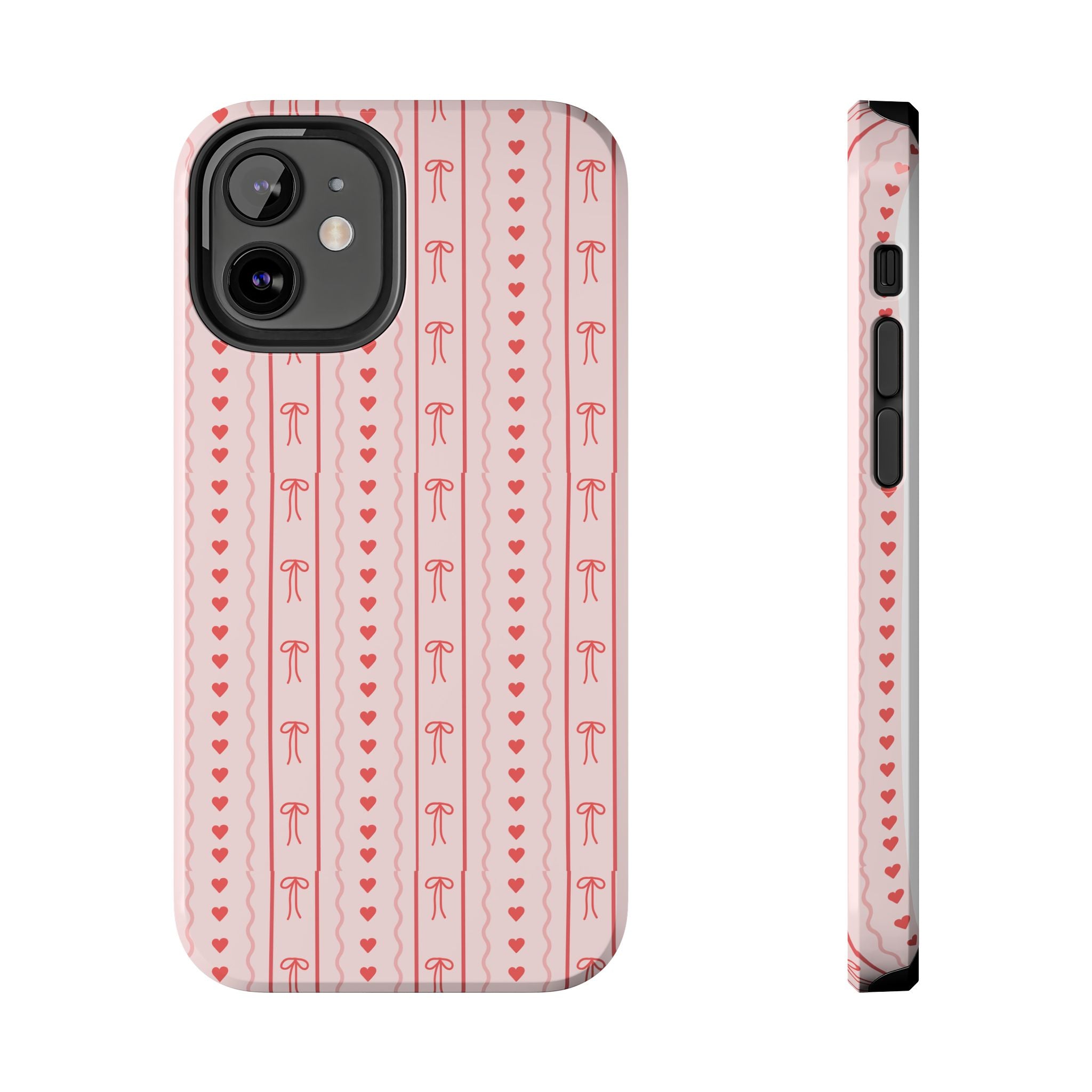 Pink Heart & Bow Tough Phone Case — Cute Protective iPhone Cover for Valentine’s Day