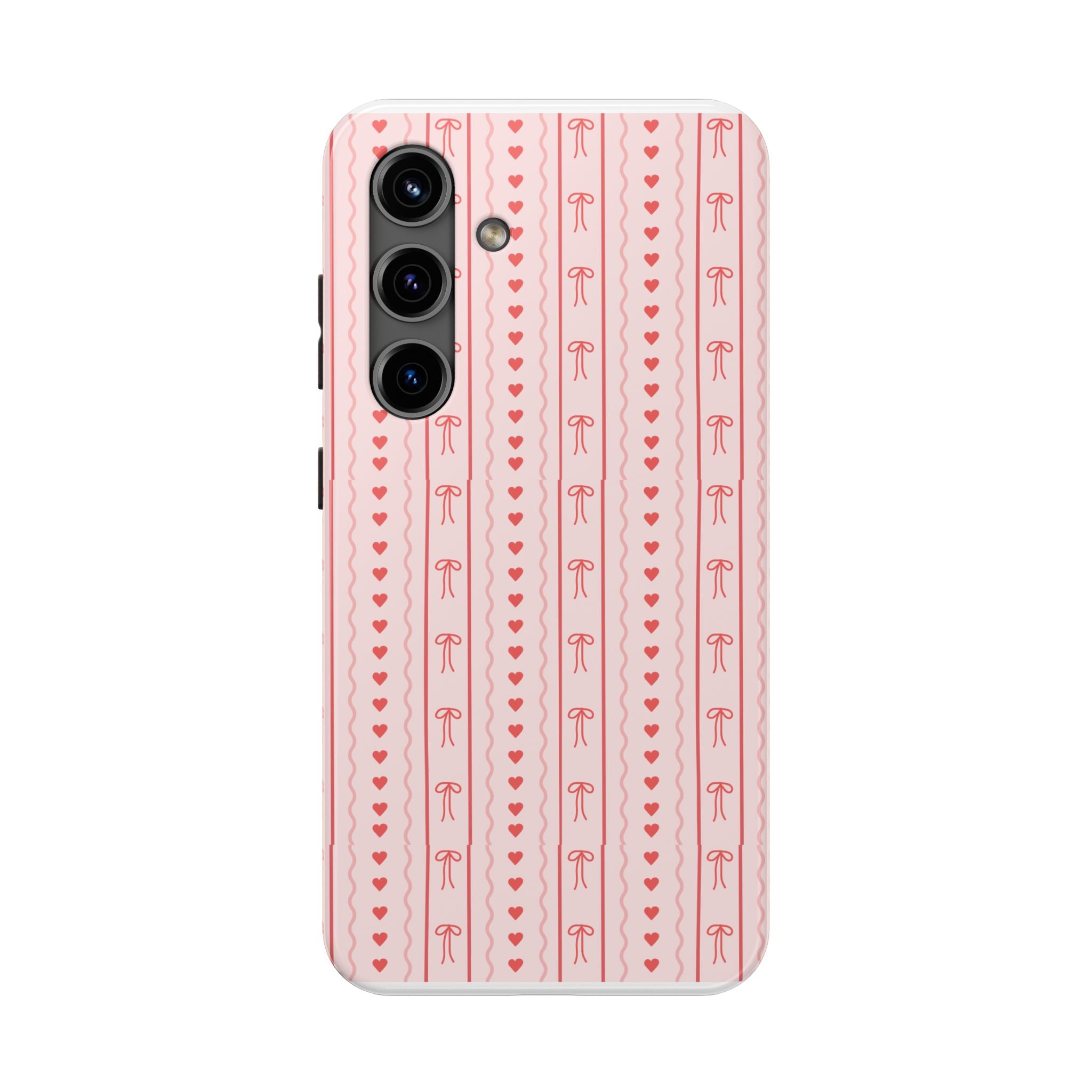 Pink Heart & Bow Tough Phone Case — Cute Protective iPhone Cover for Valentine’s Day