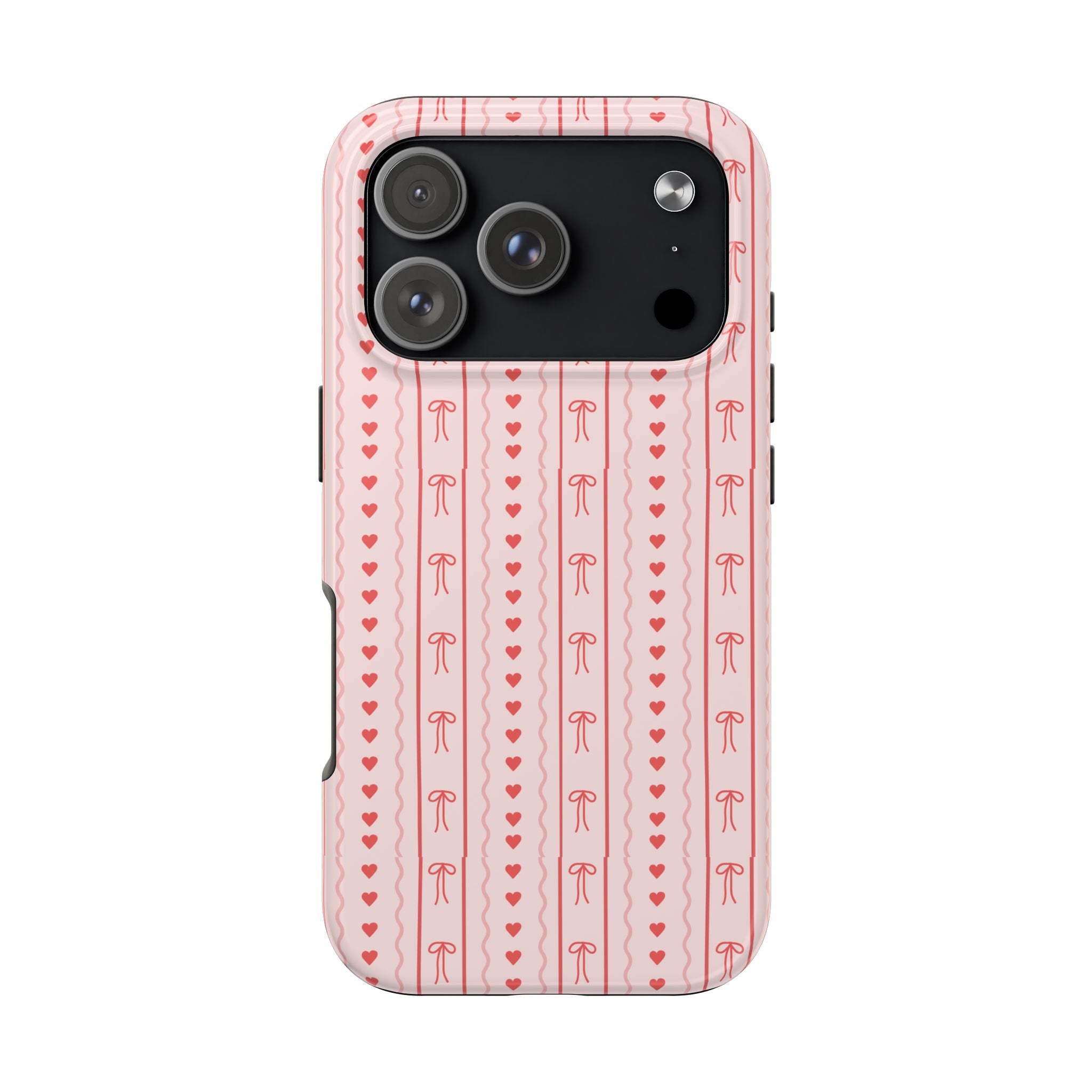 Pink Heart & Bow Tough Phone Case — Cute Protective iPhone Cover for Valentine’s Day