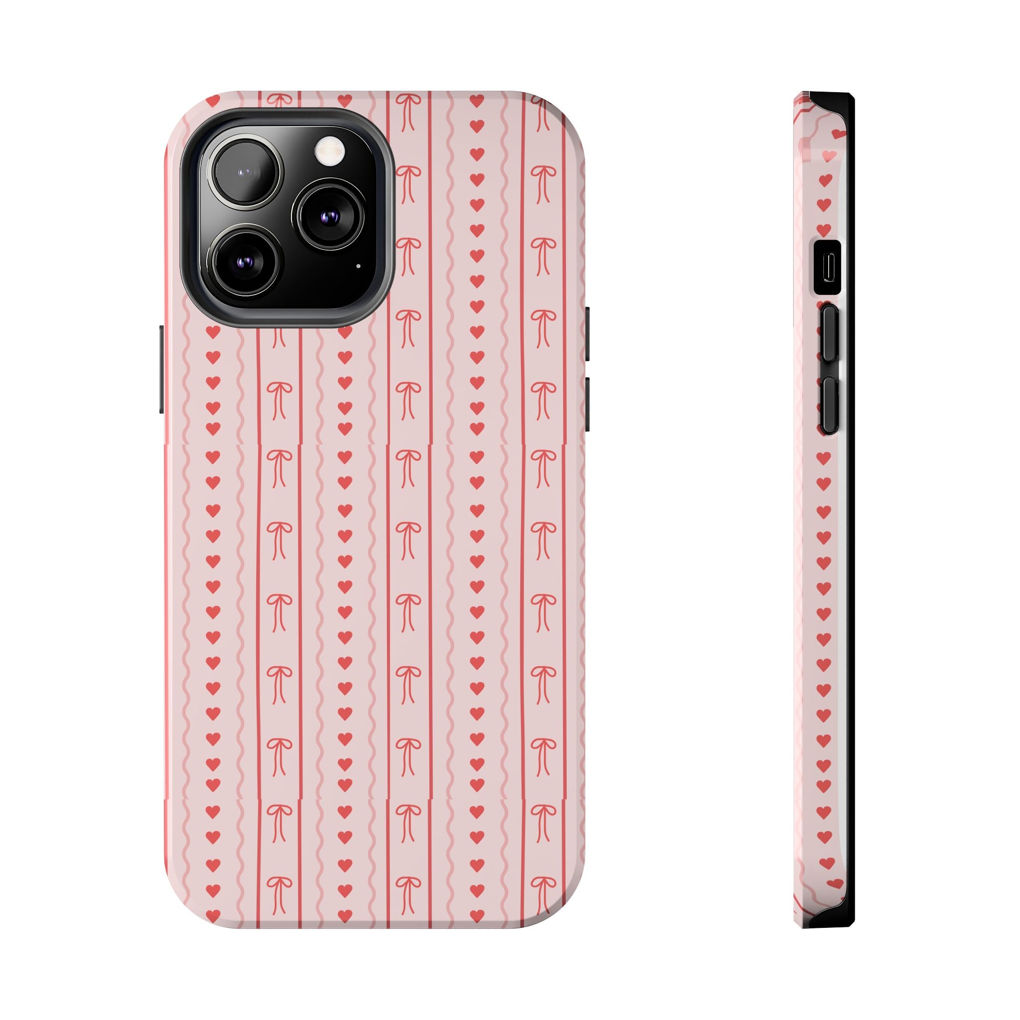 Pink Heart & Bow Tough Phone Case — Cute Protective iPhone Cover for Valentine’s Day