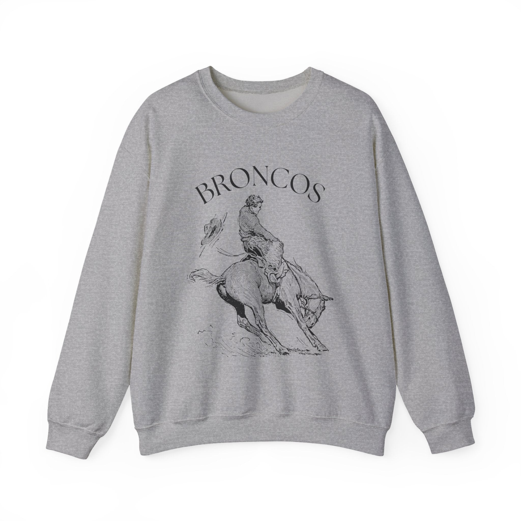 Broncos Rodeo Crewneck Sweatshirt — Vintage Bucking Bronco Graphic