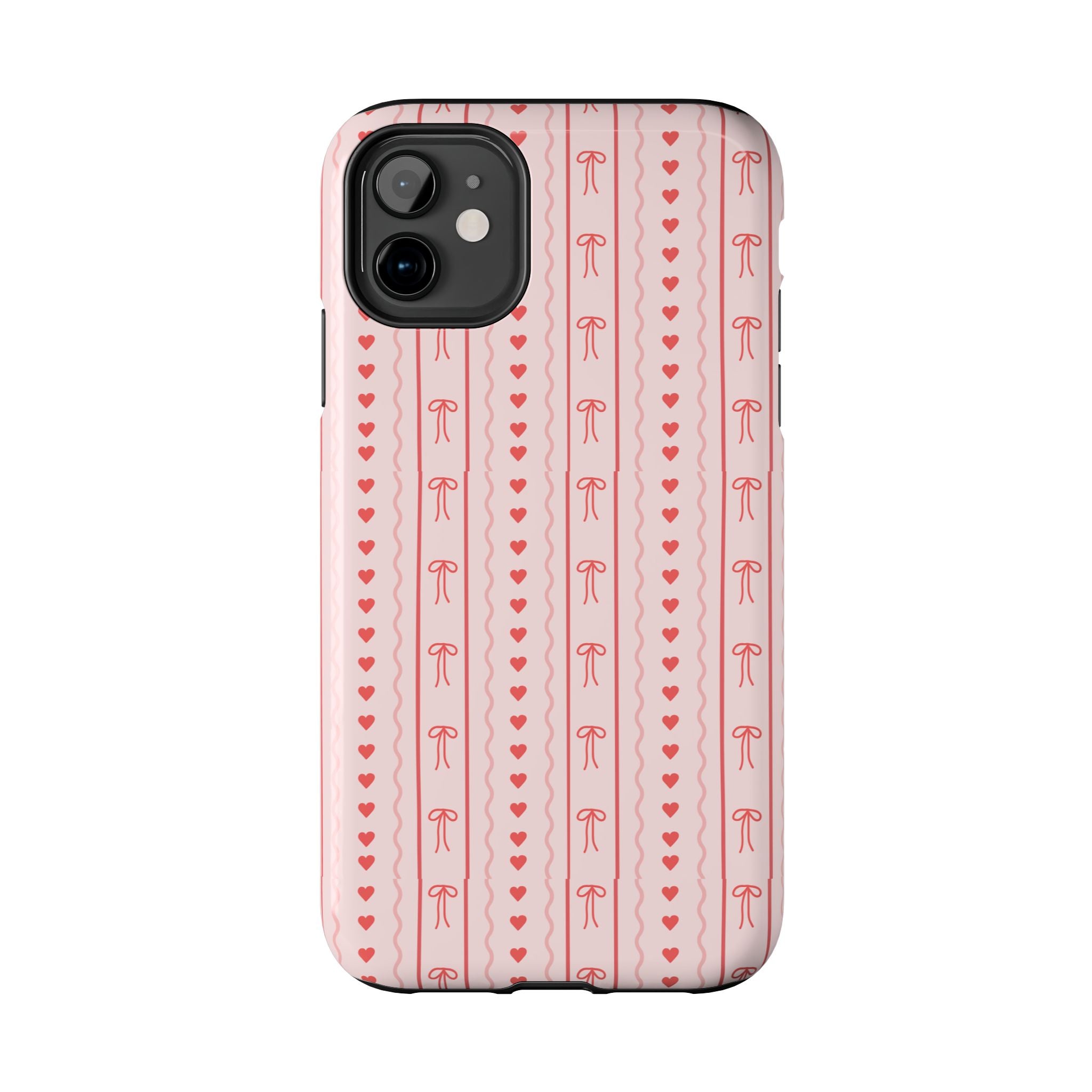 Pink Heart & Bow Tough Phone Case — Cute Protective iPhone Cover for Valentine’s Day