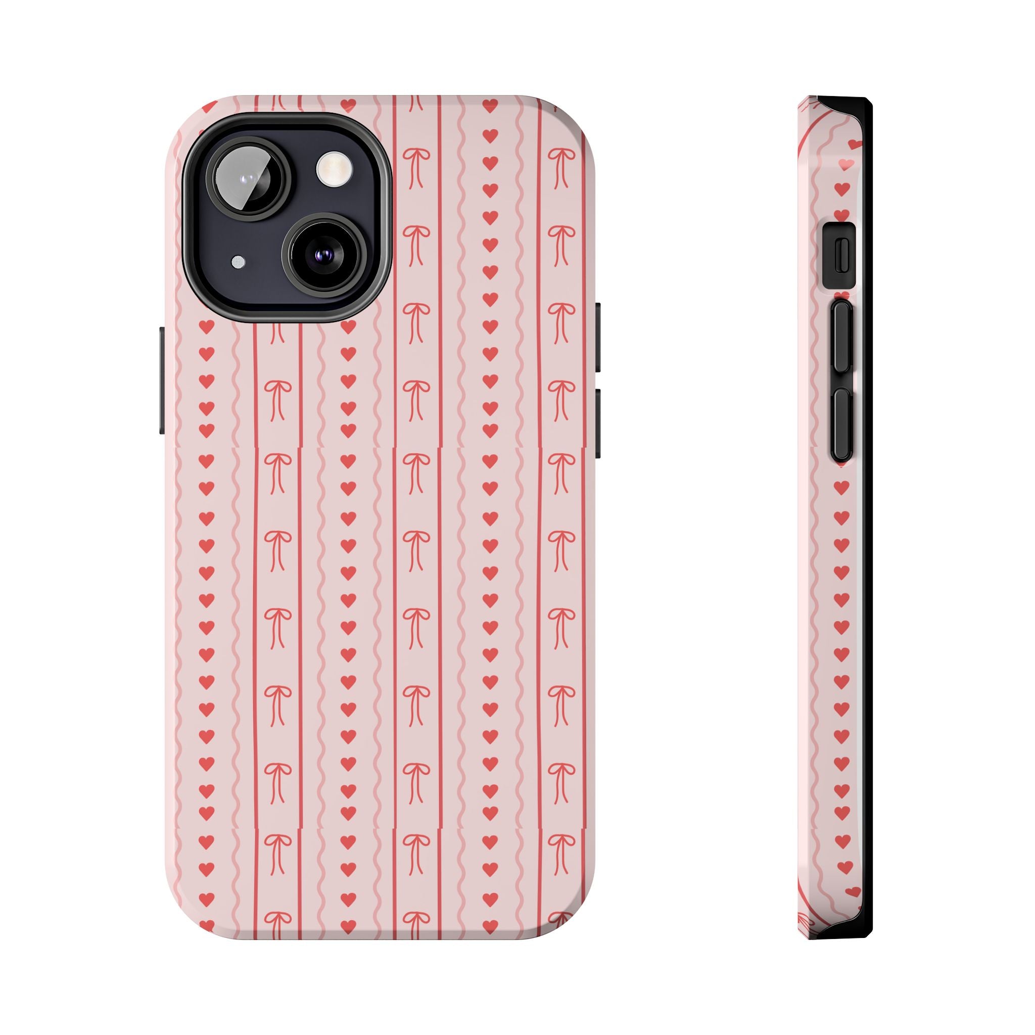 Pink Heart & Bow Tough Phone Case — Cute Protective iPhone Cover for Valentine’s Day