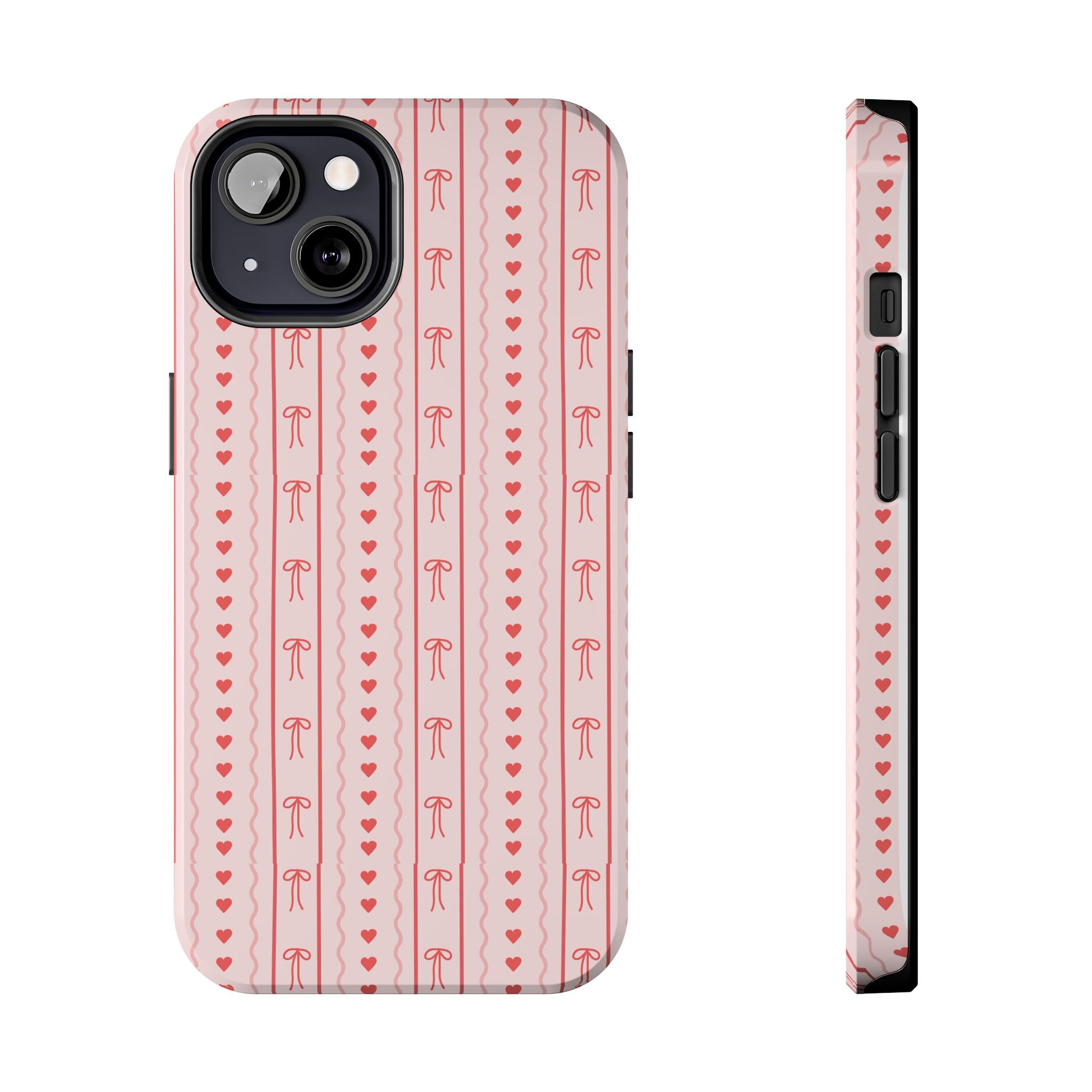 Pink Heart & Bow Tough Phone Case — Cute Protective iPhone Cover for Valentine’s Day